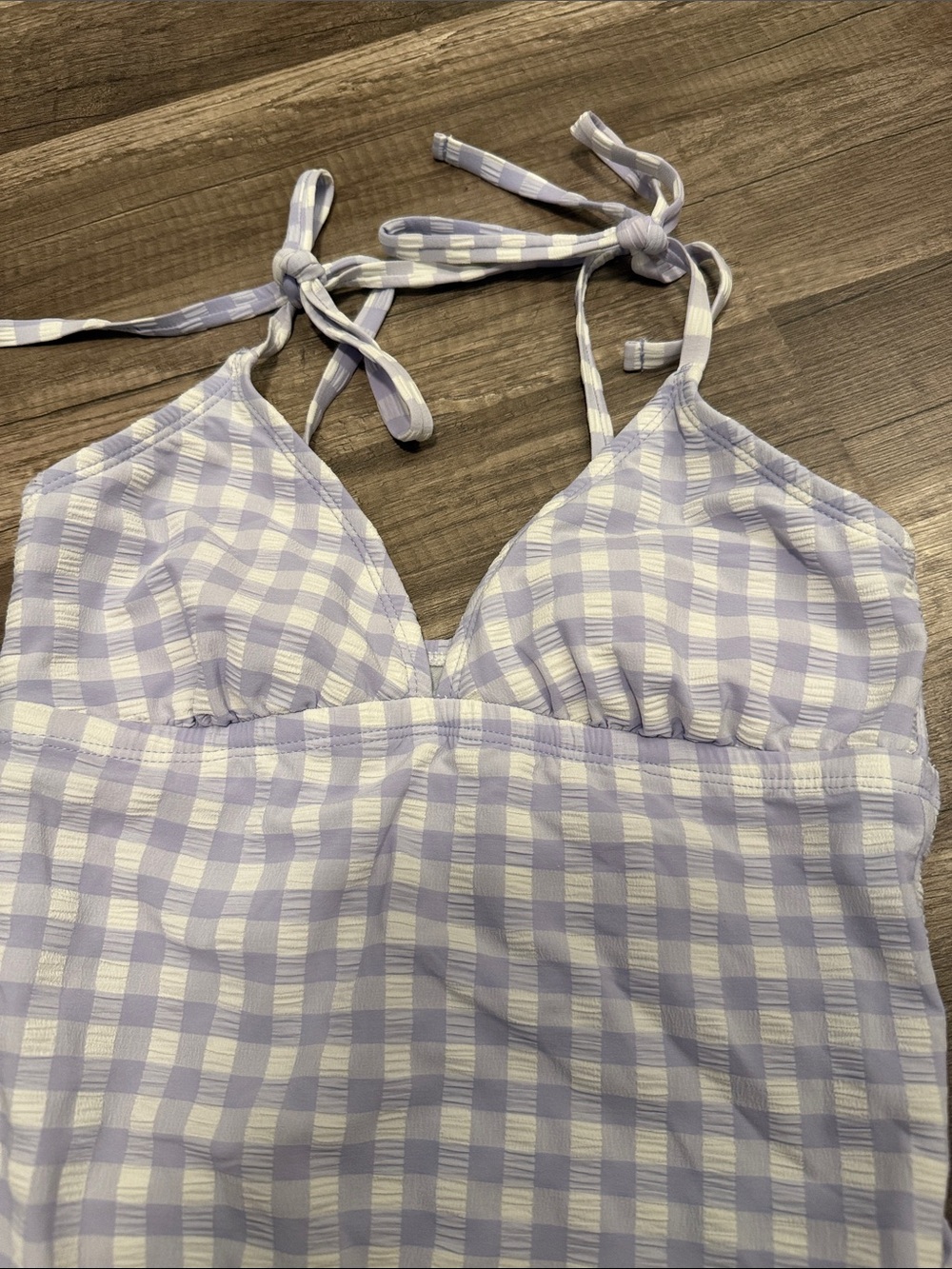 Kona Sol XS One-Piece Swimsuit in Lavender and White - Picture 2 of 5